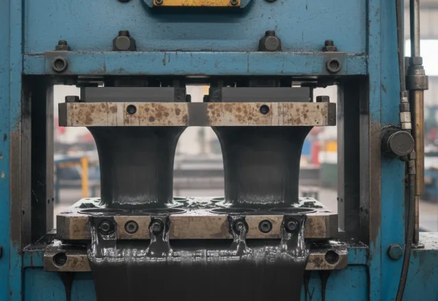 Rubber components in a molding press